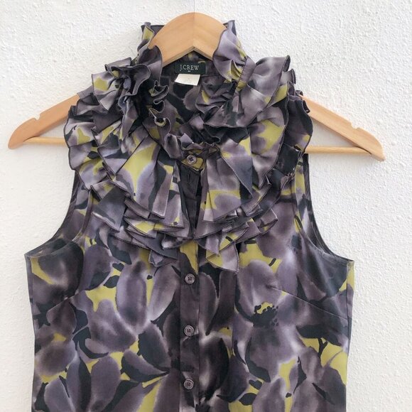 J. CREW Sleeveless 100% Silk Button Front Shirt Size 0 - Picture 5 of 10